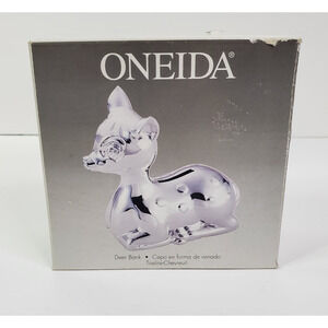 Oneida Silver Plated Silverplate 4" Vintage Deer Fawn Bank coin bank nursery